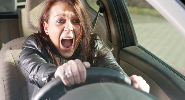 woman screaming in the car